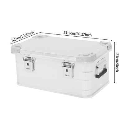 30L Aluminum Storage Box with Lid - Dustproof, Stackable with Rubber Seal & Handles - Silver
