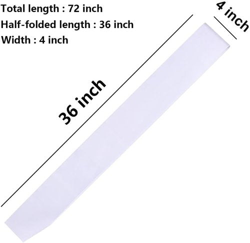 DJDZ 4 Pack White Satin Sashes | Customizable Party Accessories for Weddings & DIY Decor