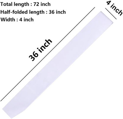 DJDZ 4 Pack White Satin Sashes | Customizable Party Accessories for Weddings & DIY Decor