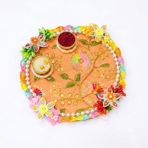 Raksha Bandhan Gift Set with Decorative MDF Pooja Plate, Roli Chawal & Rakhis