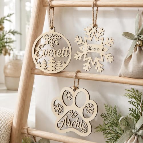 Personalized Wooden Christmas Ornament with Custom Name - Holiday Tree Decor