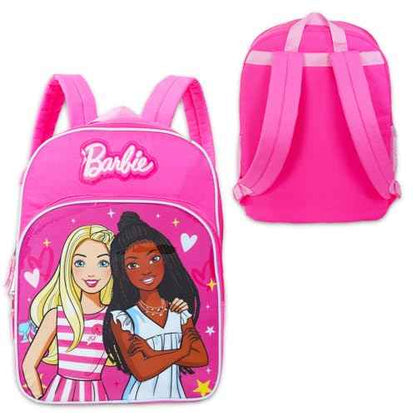 Barbie Backpack for Girls 4-6 - 16" School Bag Bundle With Water Bottle, Tattoos, and More