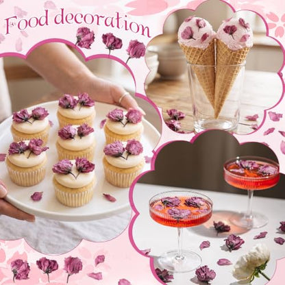 Natural Dried Cherry Blossom Flowers for Culinary & Craft Use - 450+ Pieces