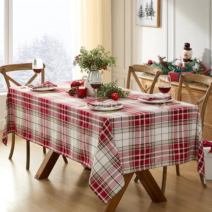Newbridge Sully Red Plaid Christmas Tablecloth 52x52 Inch Square