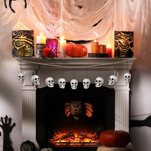 24 Pcs Halloween Skull Hanging Tree Ornaments - Realistic Plastic Decorations, 3.15x2.8x2.17 Inches
