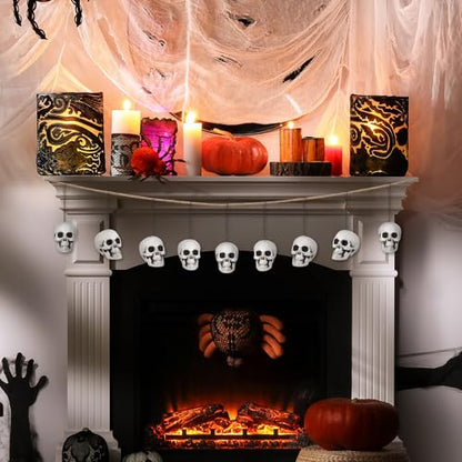 24 Pcs Halloween Skull Hanging Tree Ornaments - Realistic Plastic Decorations, 3.15x2.8x2.17 Inches