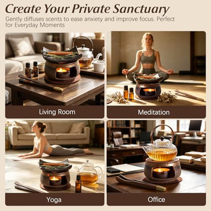 Herb Burner Kit - Japanese-Inspired Ceramic Aromatherapy Set with 1250°C Firing