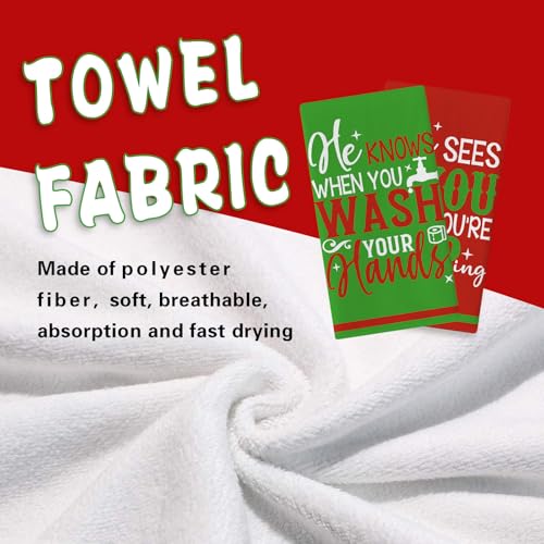 Christmas Bathroom Dish Towels Set of 2 - Funny Holiday Kitchen Decor
