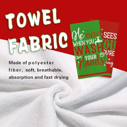 Christmas Bathroom Dish Towels Set of 2 - Funny Holiday Kitchen Decor