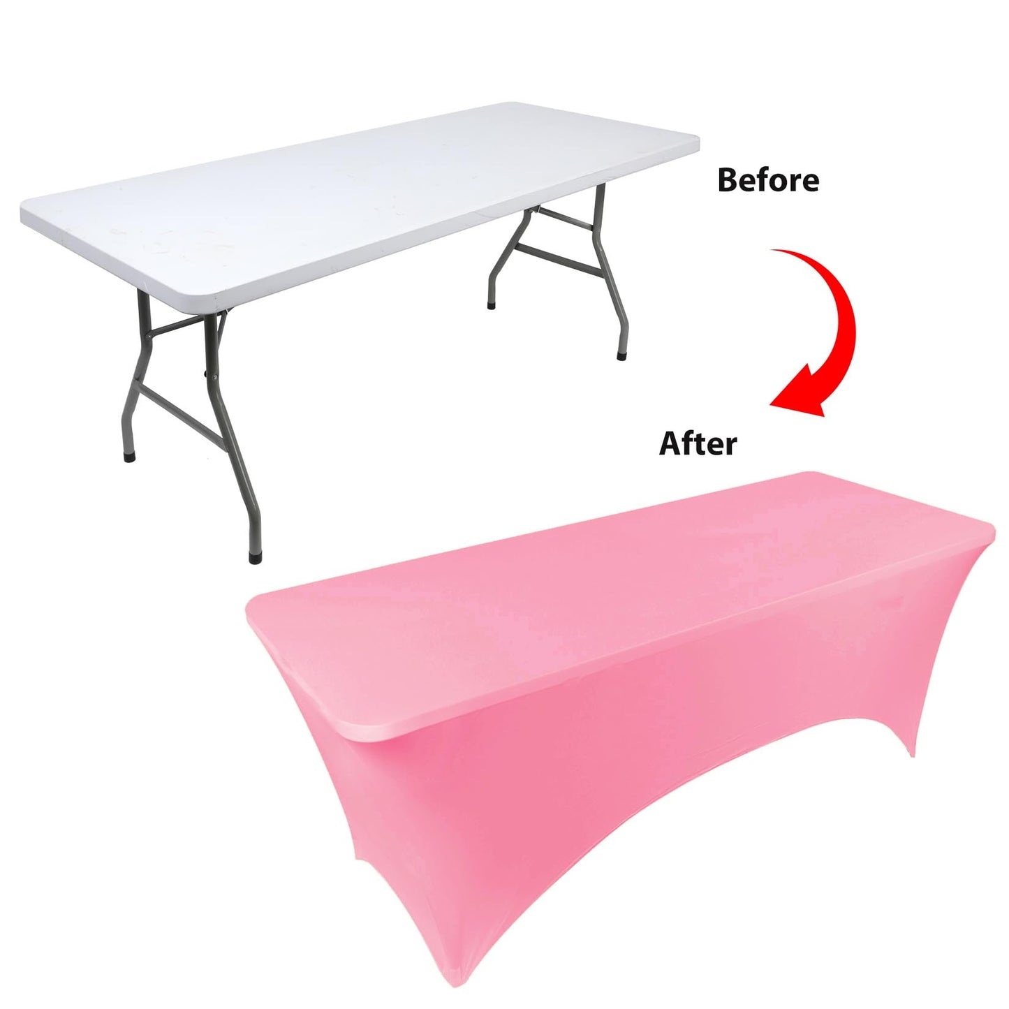 BDDC Table Covers for 6 Foot Tables, Spandex Table Covers 6ft, Hot Pink Table Cloths Rectangle 6ft for Events, Wedding, Banquets & Parties