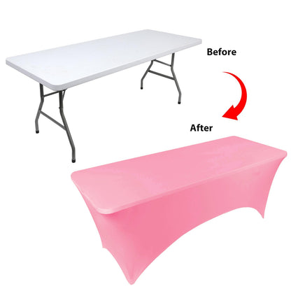 BDDC Table Covers for 6 Foot Tables, Spandex Table Covers 6ft, Hot Pink Table Cloths Rectangle 6ft for Events, Wedding, Banquets & Parties