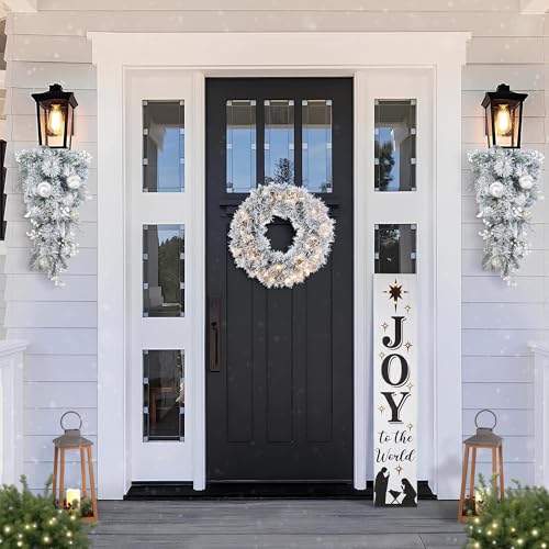 Silver White Christmas Teardrop Swag - 30 Inch Frosted Berry Garland for Indoor Holiday Decor