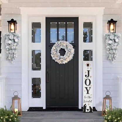 Silver White Christmas Teardrop Swag - 30 Inch Frosted Berry Garland for Indoor Holiday Decor