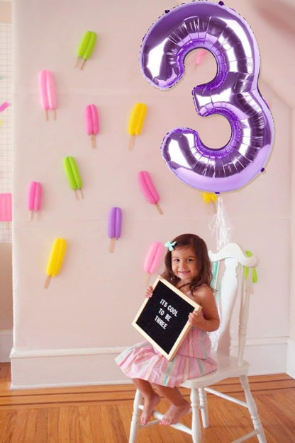 Regine Switzerland 40-Inch Purple Number Balloon - Happy Birthday Decoration for Kids & Anniversaries
