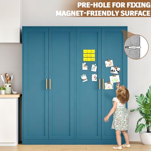 71-Inch Tall Metal Kitchen Pantry Cabinet with Adjustable Shelves - Blue, 71"H x 27.8"W x 14"D