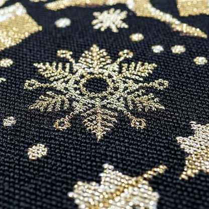 Christmas Table Runner Black & Gold Reindeer Decor 13x54 Inches