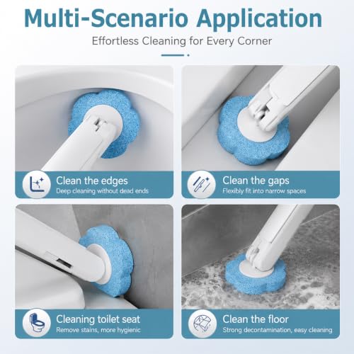 Disposable Toilet Brush Kit with 2 Handles & Holders + 64 Refill Heads - Hygienic No-Touch System