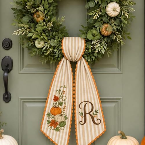 Personalized Pumpkin Wreath Sash Design 3 - Fall Monogram Autumn Decor