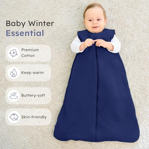 Baby Sleep Sack 0-6 Months 2.5 Tog Quilted Wearable Blanket - Blue, Small