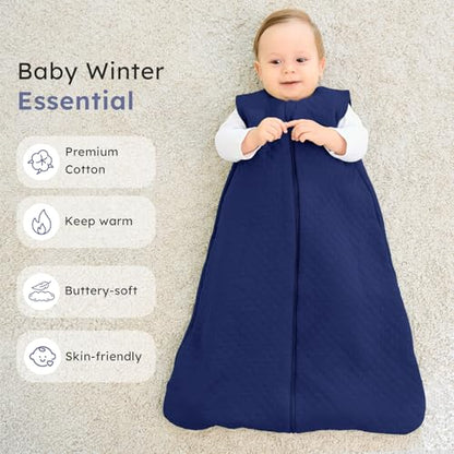 Baby Sleep Sack 0-6 Months 2.5 Tog Quilted Wearable Blanket - Blue, Small