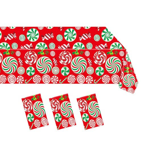 HiToJY Christmas Candyland Party Decorations - 3 Disposable Candy Theme Tablecloths