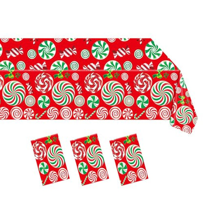 HiToJY Christmas Candyland Party Decorations - 3 Disposable Candy Theme Tablecloths