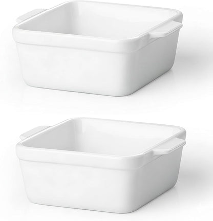 Regine Switzerland 5x5 Small Baking Dish - 28 Oz Ceramic Casserole Dish with Handles | Set of 2, Oven & Microwave Safe