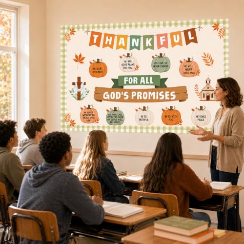 Religious Fall Bulletin Board Set for Classroom Thanksgiving Decor - Christian Autumn