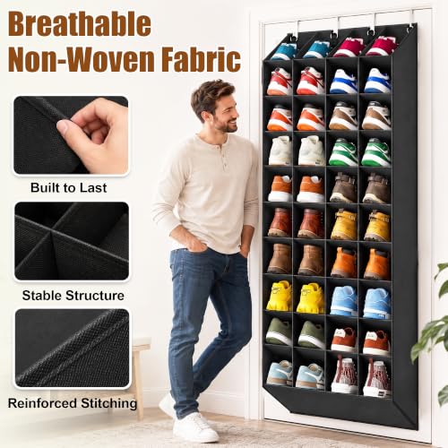 Black Over-the-Door Shoe Organizer 40 Pockets 10-Tier Shoe Rack
