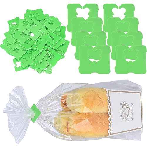 100 Pcs Reusable Plastic Bread Clips - Keep Your Food Fresh with 7/8 x 7/8 inches Food Bag Clips (Green)
