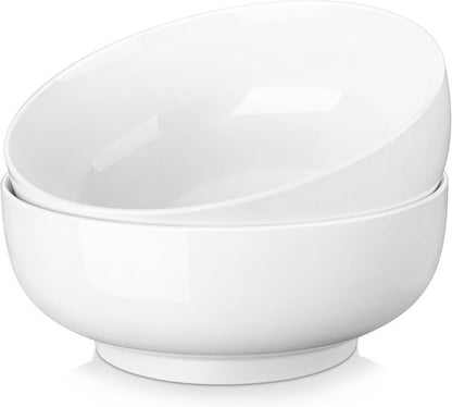 MALACASA Extra Large Serving Bowls Set of 2 - 114 OZ (10") White Porcelain Bowls for Salad, Soup & Pasta