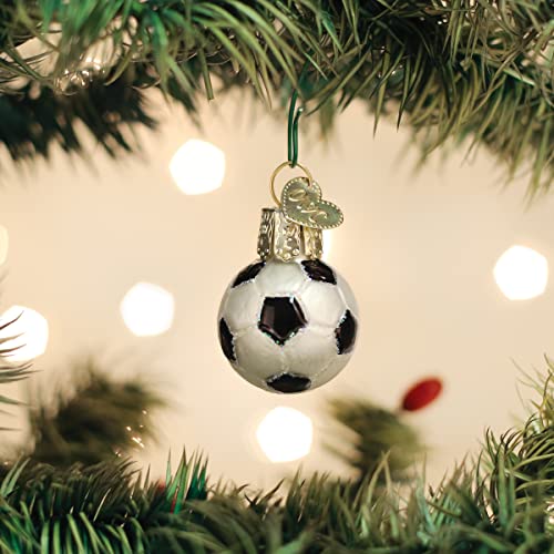 Christmas Glass Soccer Ball Ornament - Handcrafted Holiday Decoration, Sport Collection, Variation of Soccer Ball