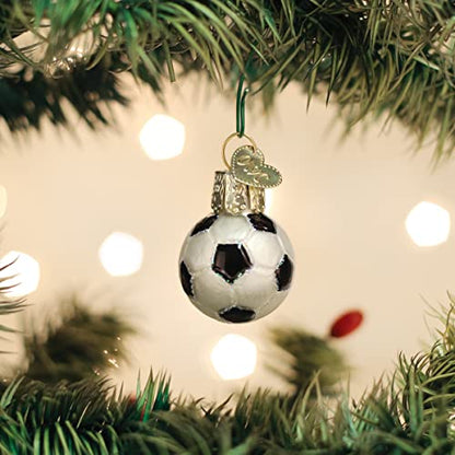 Christmas Glass Soccer Ball Ornament - Handcrafted Holiday Decoration, Sport Collection, Variation of Soccer Ball