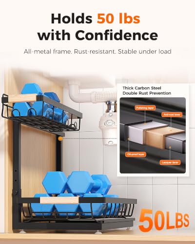 Sevenblue 3-Pack Under Sink Organizer Black - 2-Tier Pull-Out Cabinet Storage