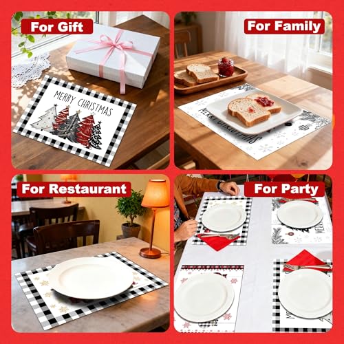 Christmas Placemats Set of 4 with Truck Bell Design - Holiday Table Decor, Winter Kitchen Mats, Christmas Tree Truck Variation