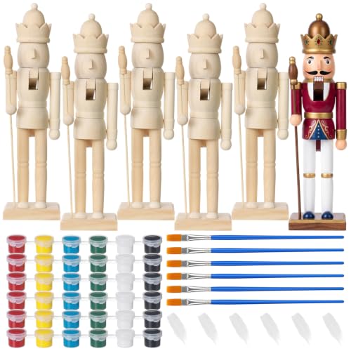 Unfinished Wooden Nutcracker Craft Kit - Large 11.8 Inch King Decoration Set with Paint Supplies - Variation of THIS listing