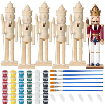 Unfinished Wooden Nutcracker Craft Kit - Large 11.8 Inch King Decoration Set with Paint Supplies - Variation of THIS listing
