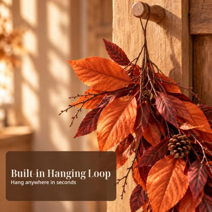 9 Ft Fall Garland for Mantel and Decor - Artificial Autumn Leaves