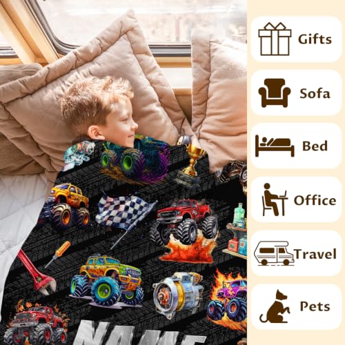 Silver Kids Truck Blanket Gift for Boys - Flannel Throw for Son & Nephew