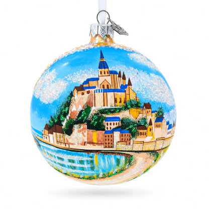 Hand-Painted German Glass Christmas Ornament with Italian Art Decor - 4 Inch
