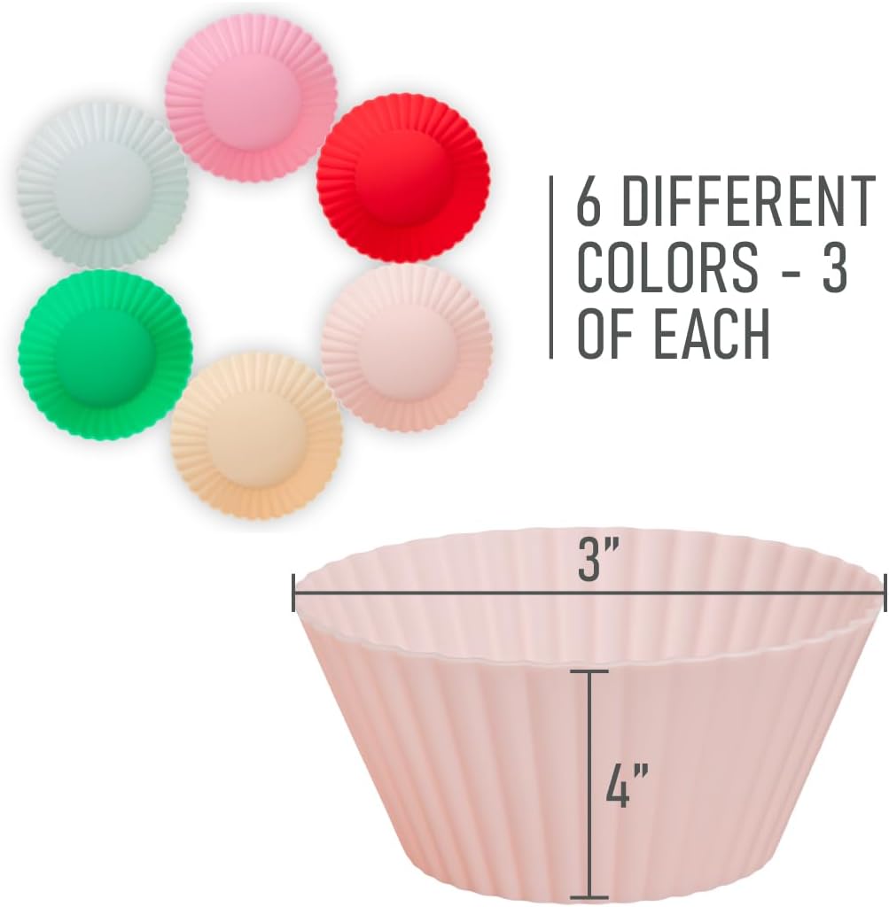 Tacken Silicone Cupcake Baking Cups - Heavy-Duty Non-Stick Liners | 24 Pack, Dishwasher Safe