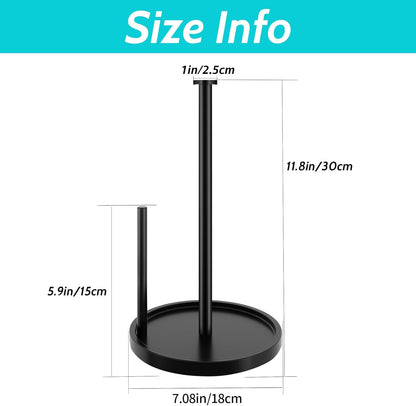 Stainless Steel Paper Towel Holder - Freestanding Design with Anti-Slip Weighted Base | Black