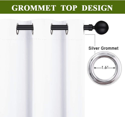 NICETOWN Curtains - Grommet Drapery Panels for Small Windows | 50% Light Blocking, 34x63, Pure White
