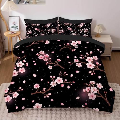 Full Size Floral Comforter Set - Pink Botanical Bedding, 3-Piece, Includes Pillowcases - Floral 06