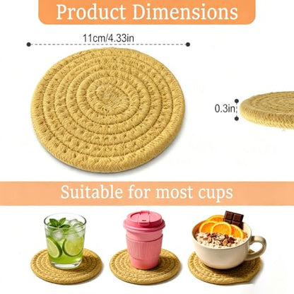 Cotton Coasters Set of 2 for Drinks - Water Absorbing Home Decor