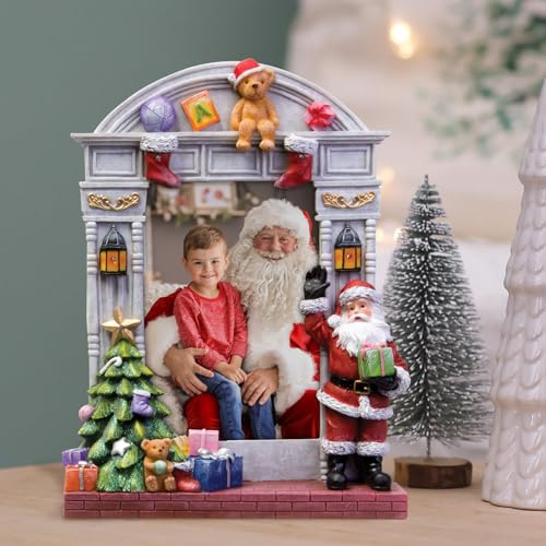 Light Up Christmas Picture Frame 4x6 Resin Santa & Tree Holiday Decor