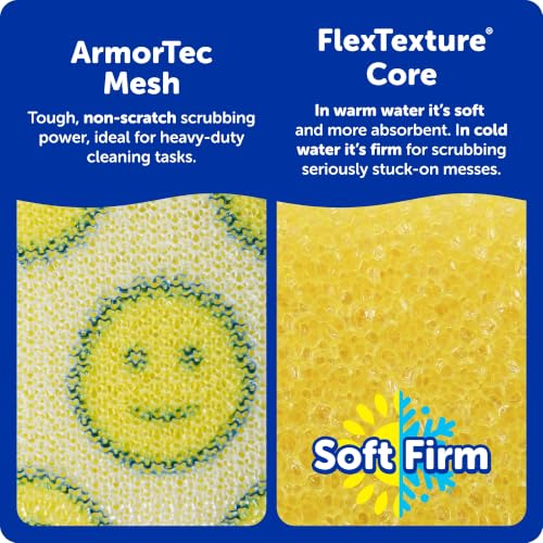 Non-Scratch Scouring Pads with Odor Resistance - 6 Pack Kitchen Scrubber