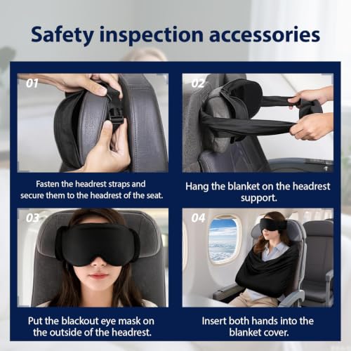 Airplane Sleep Support Set 3-in-1 Travel Pillow Mask & Blanket System