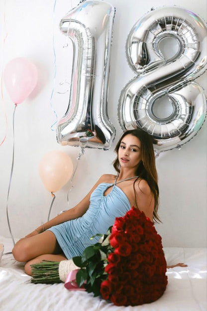 Silver Number 18 Balloon - 40 Inch 18th Birthday Decoration for Kids | Perfect for 18 Year Old Celebrations
