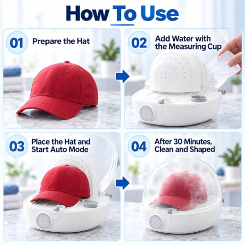 Automatic Hat Cleaner with Steam and Drying - Multi-Mode Steam Cleaning Machine